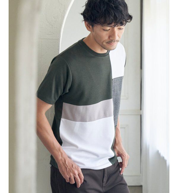 ikka「ブロックスグレンチェックキリカエＴ」|Tシャツ・カットソー|