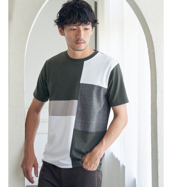 ikka「ブロックスグレンチェックキリカエＴ」|Tシャツ・カットソー|