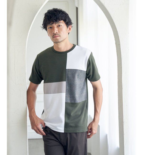 ikka「ブロックスグレンチェックキリカエＴ」|Tシャツ・カットソー|