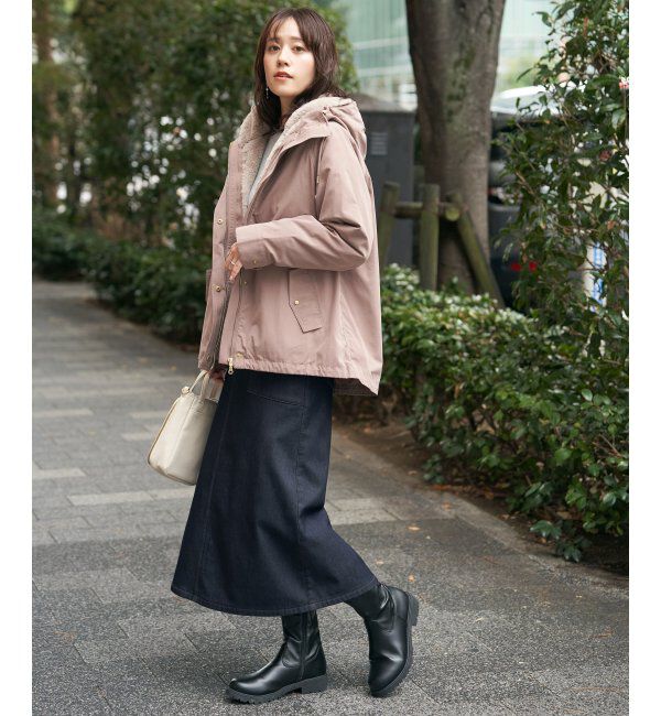 ikka「ボンディングベイカースカート」|スカート|