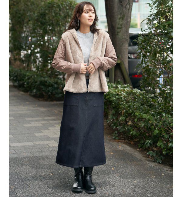 ikka「ボンディングベイカースカート」|スカート|