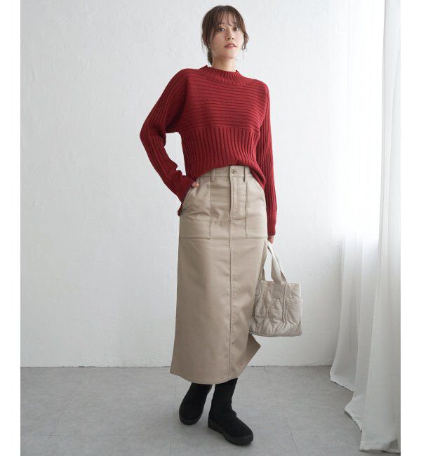 ikka「ボンディングベイカースカート」|スカート|