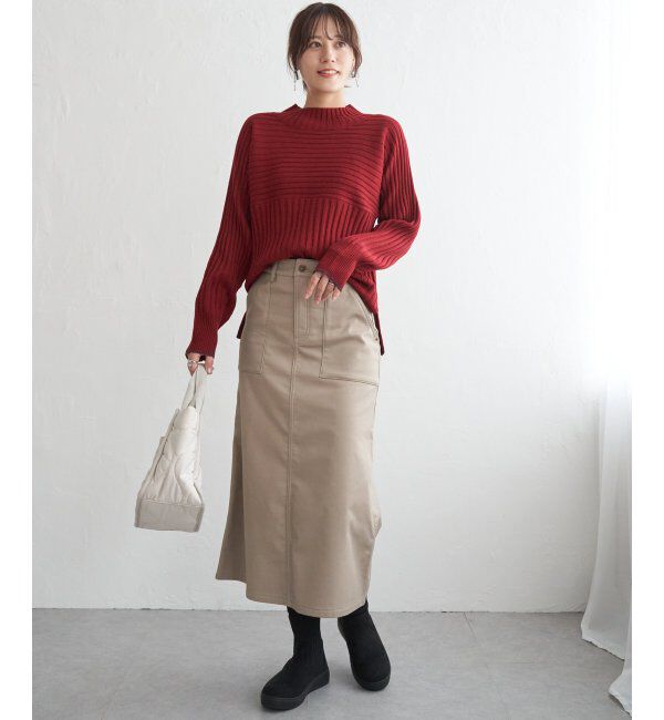 ikka「ボンディングベイカースカート」|スカート|