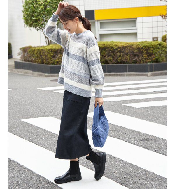 ikka「ボンディングベイカースカート」|スカート|