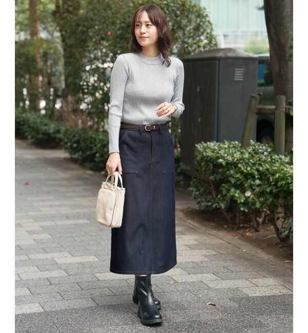 ikka「ボンディングベイカースカート」|スカート|