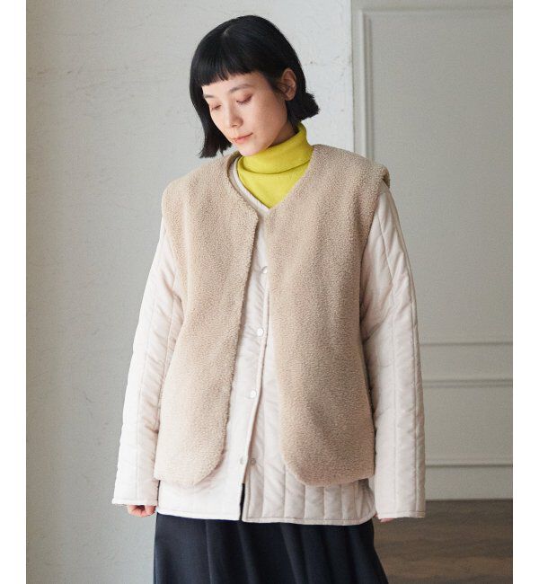 Lbc with Life「【2点セット】ボアベストキルトアウターセット」|ブルゾン・スタジャン|