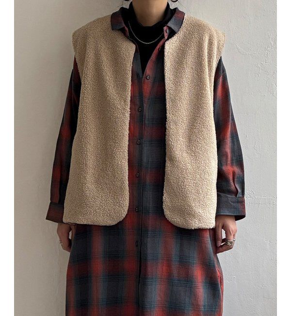 Lbc with Life「【2点セット】ボアベストキルトアウターセット」|ブルゾン・スタジャン|