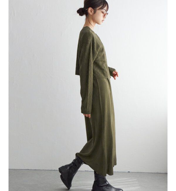 Lbc with Life「【2点セット】透かし編みカーデセットニットワンピ」|ワンピース|