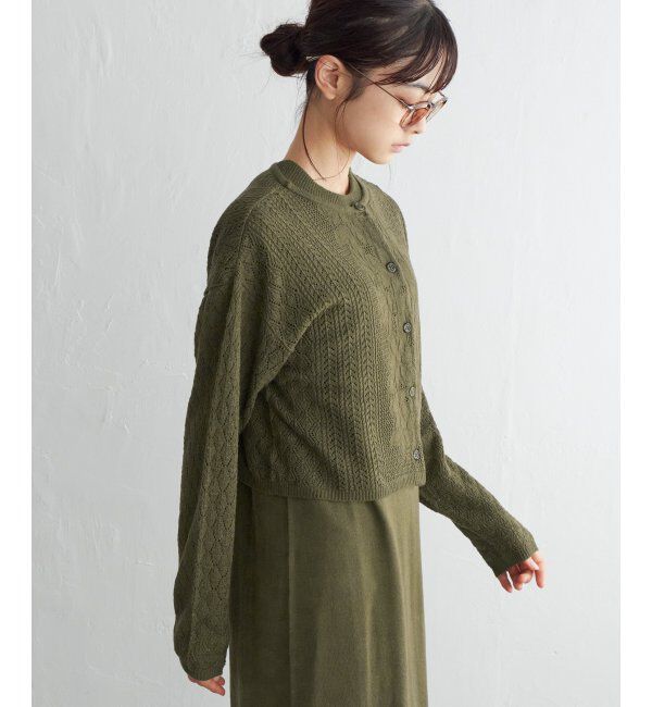 Lbc with Life「【2点セット】透かし編みカーデセットニットワンピ」|ワンピース|