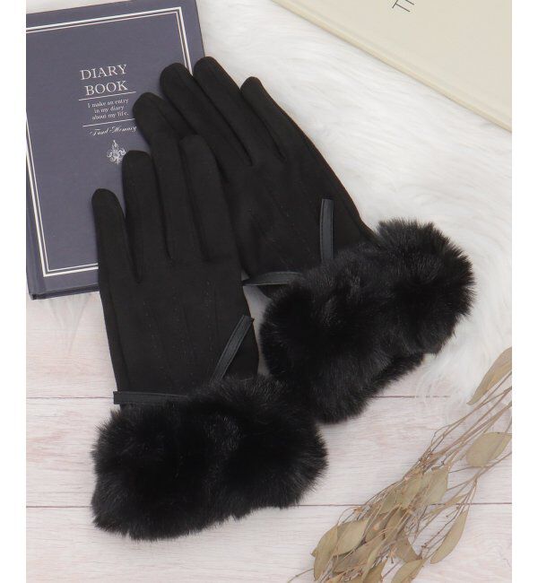 Lbc with Life「リボン＆ファー付きグローブ」|手袋|