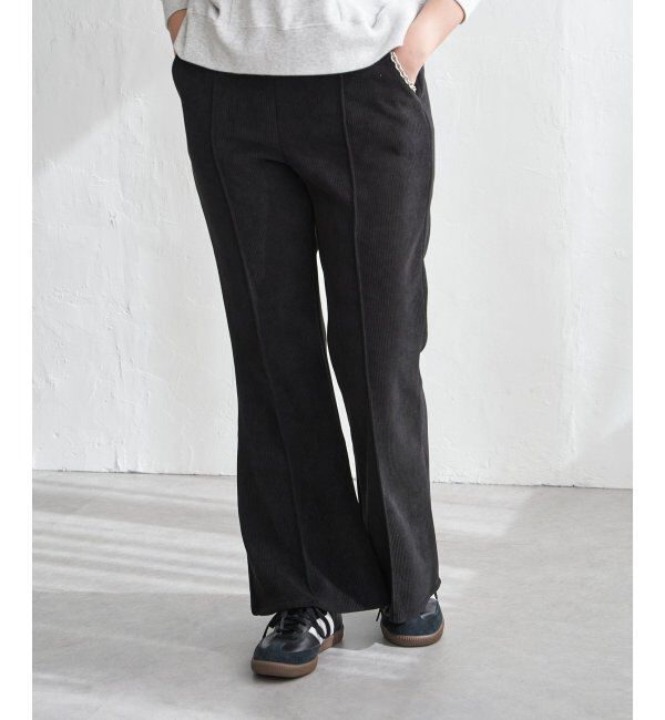 VENCE share style「コーデユロイ裏フリースフレアパンツ」|その他|ブラック