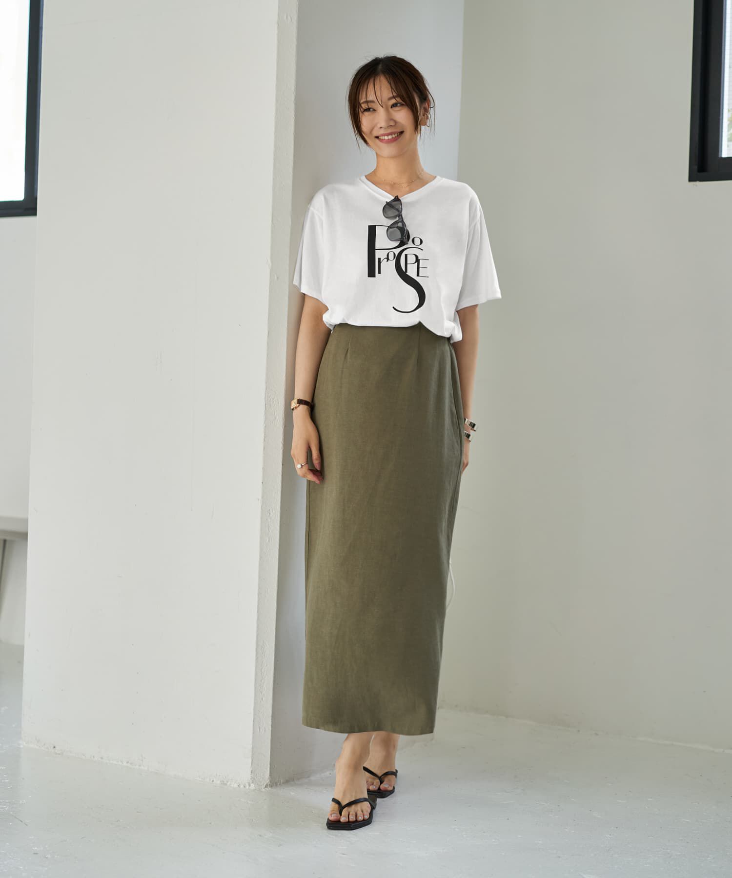 STYLE DELI「コットン混紡ストレートロングスカート」|タイト|