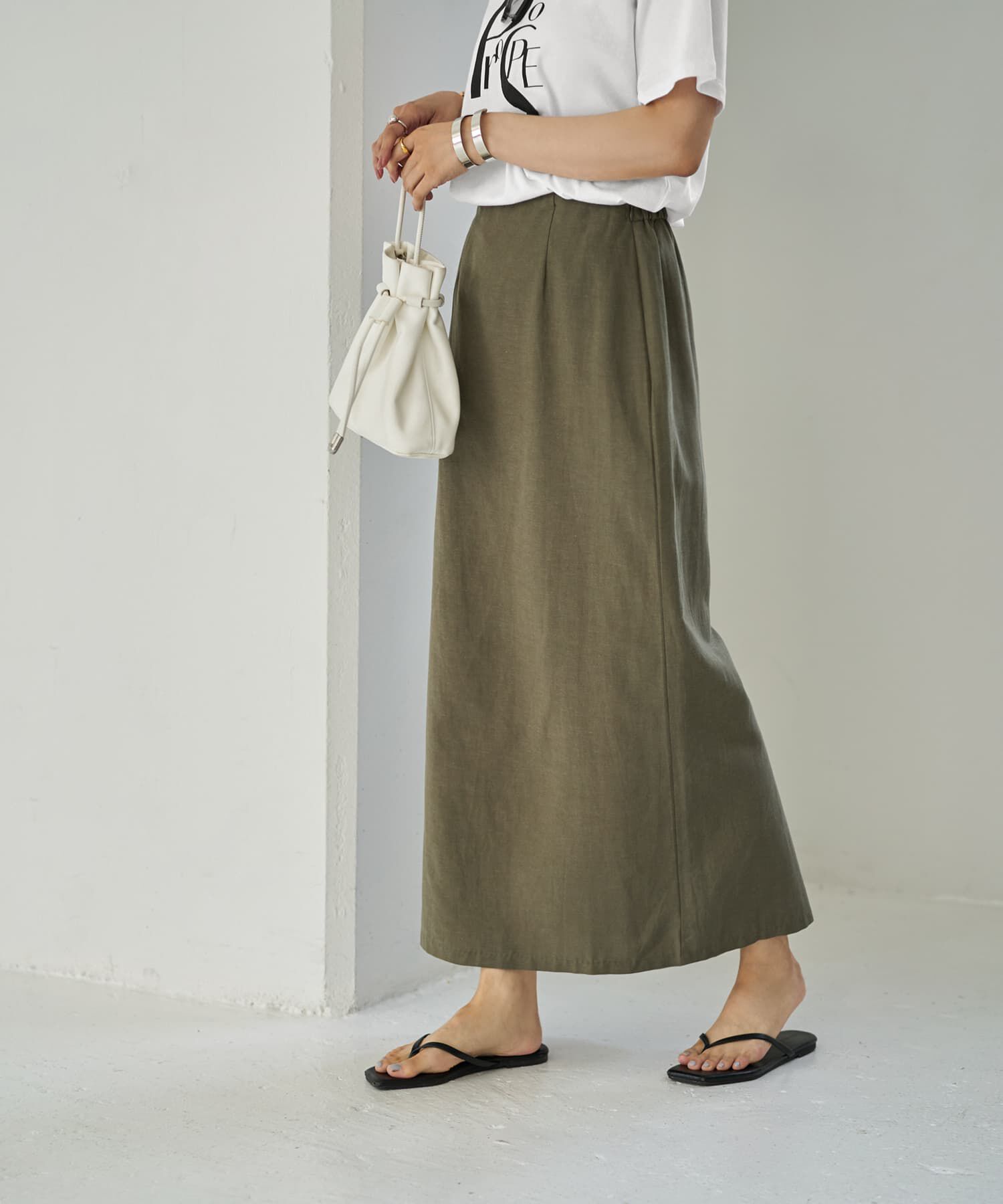 STYLE DELI「コットン混紡ストレートロングスカート」|タイト|