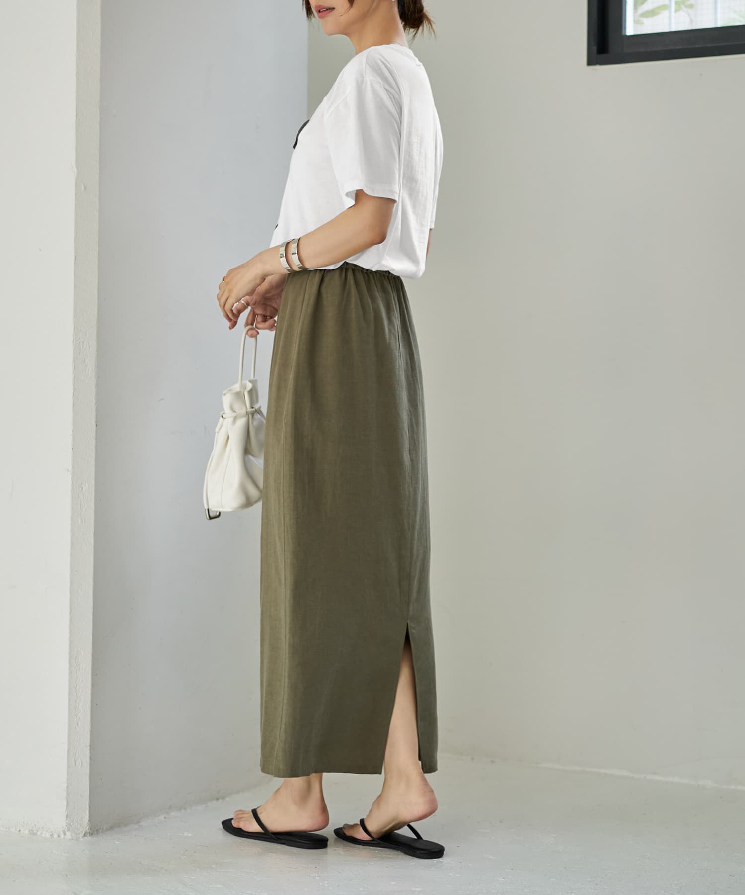 STYLE DELI「コットン混紡ストレートロングスカート」|タイト|