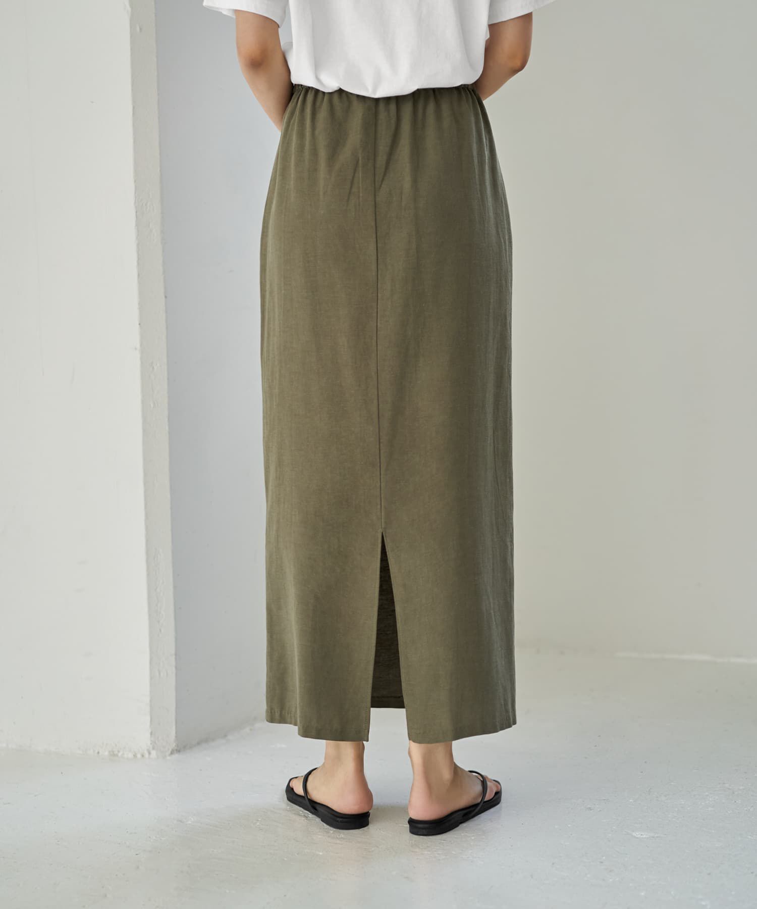 STYLE DELI「コットン混紡ストレートロングスカート」|タイト|