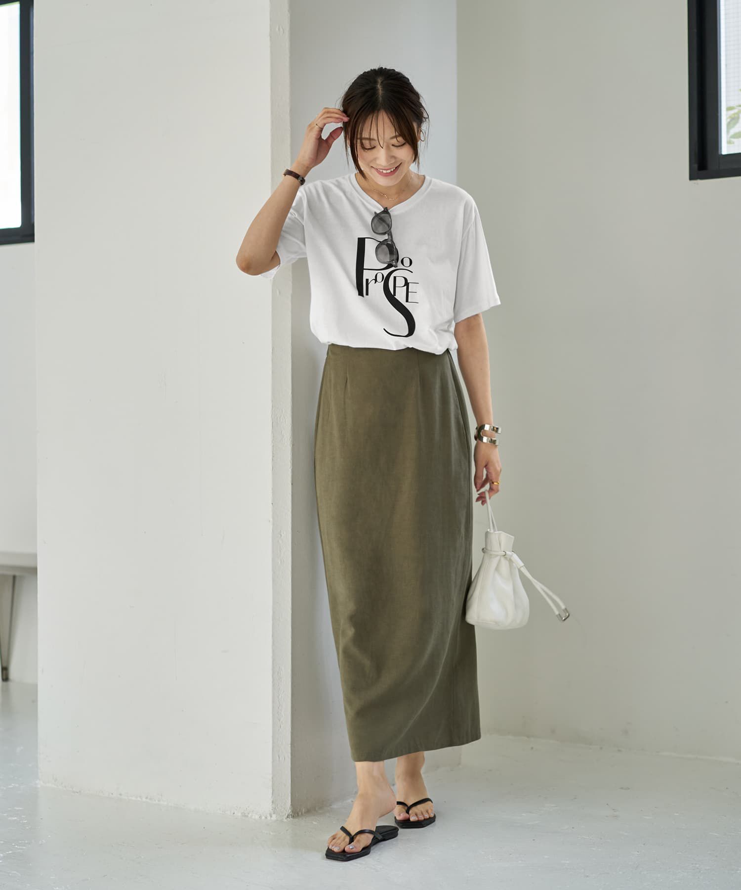 STYLE DELI「コットン混紡ストレートロングスカート」|タイト|