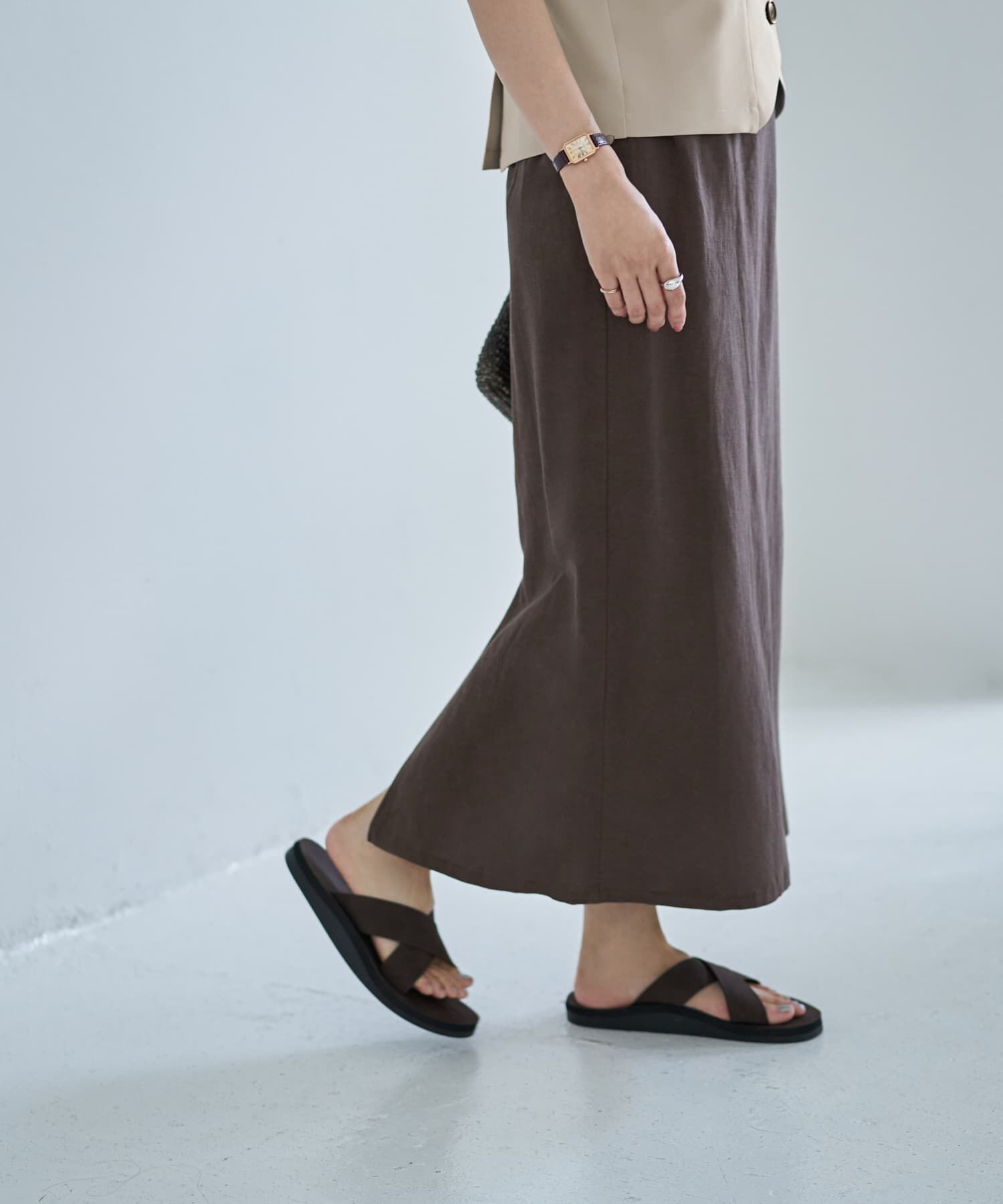 STYLE DELI「コットン混紡ストレートロングスカート」|タイト|