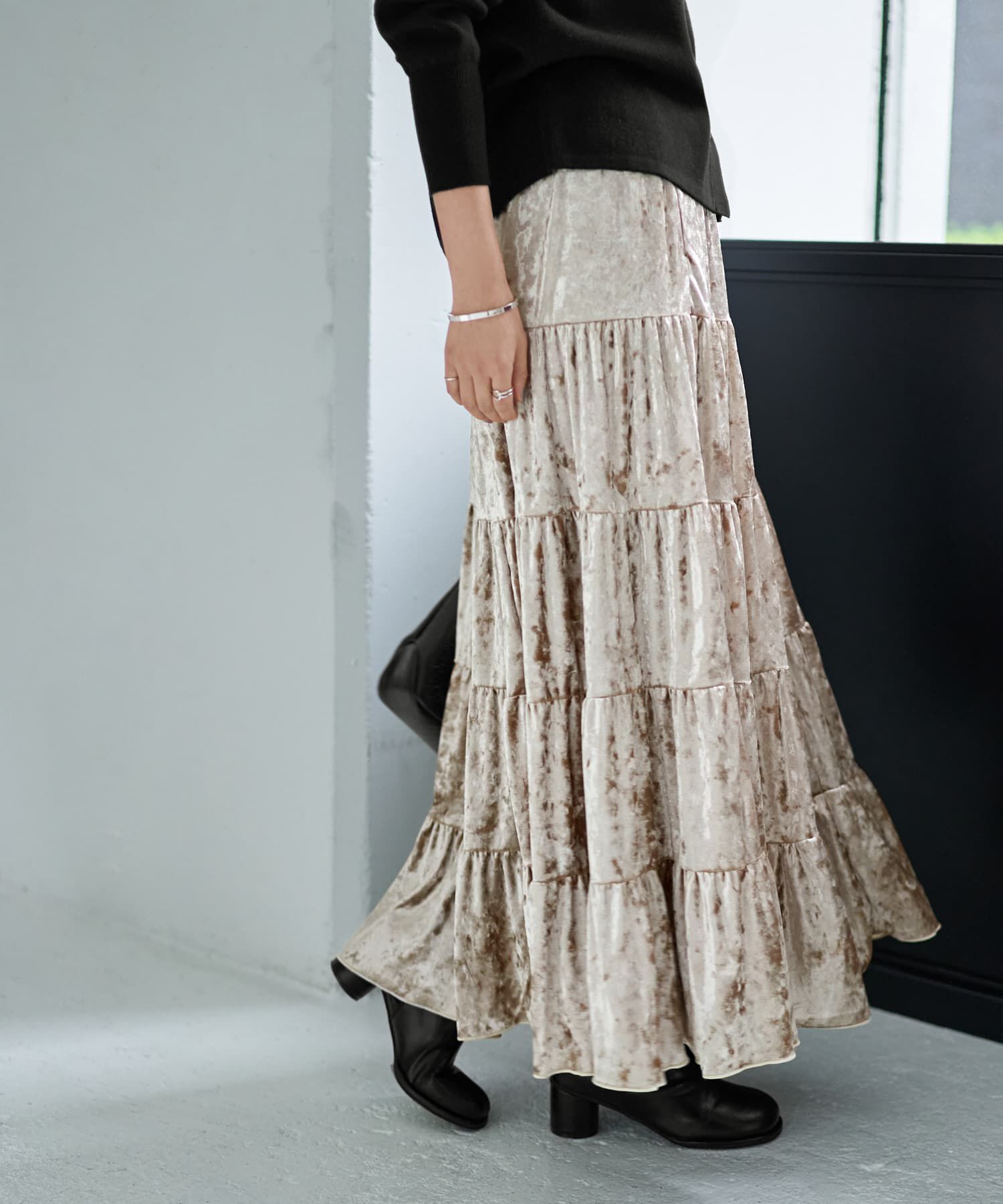 STYLE DELI「５段ティアードベロアスカート」|スカート|