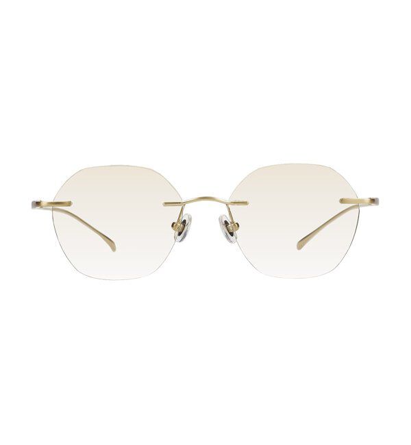  「SUNCUTGlasses/UV100%CUT リムレス サングラス | チタン [度無し専用] カラーレンズ 紫外線対策 UVカット」|サングラス|ゴールド