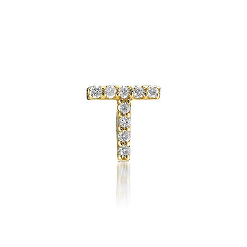 STAR JEWELRY「TINY STUDS INITIAL (T)」|ピアス|イエローゴールド