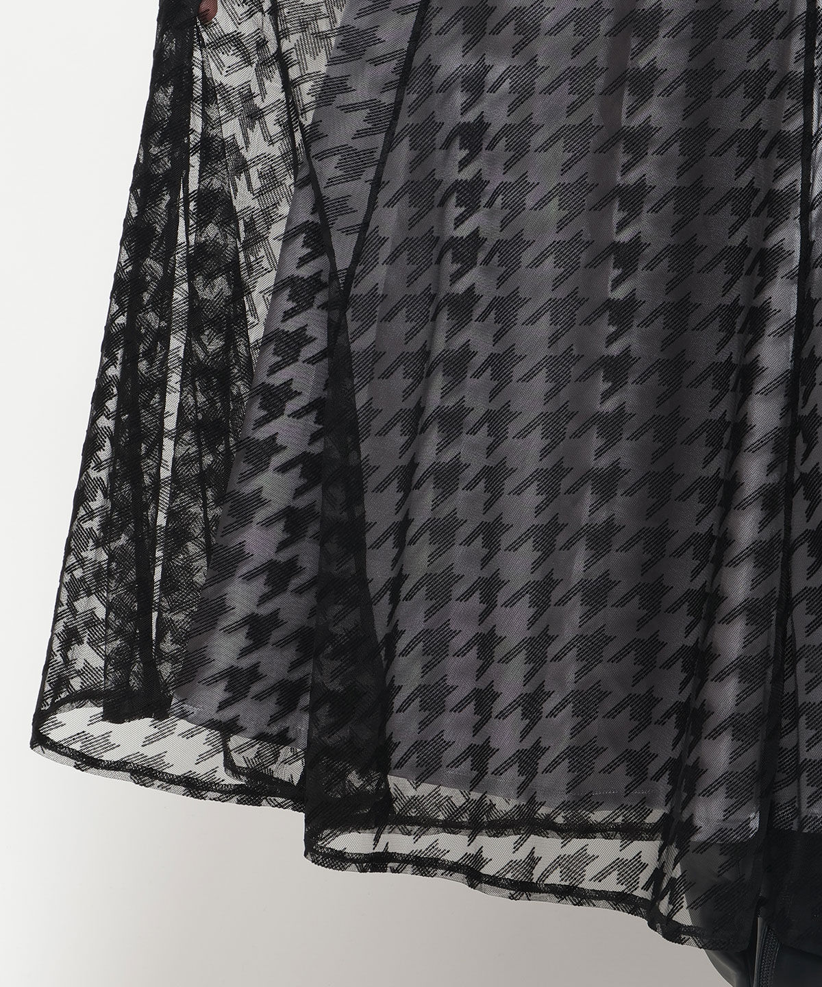 アンドクチュール「ウエストリブチュール千鳥フロッキーロングスカート」|フレア|