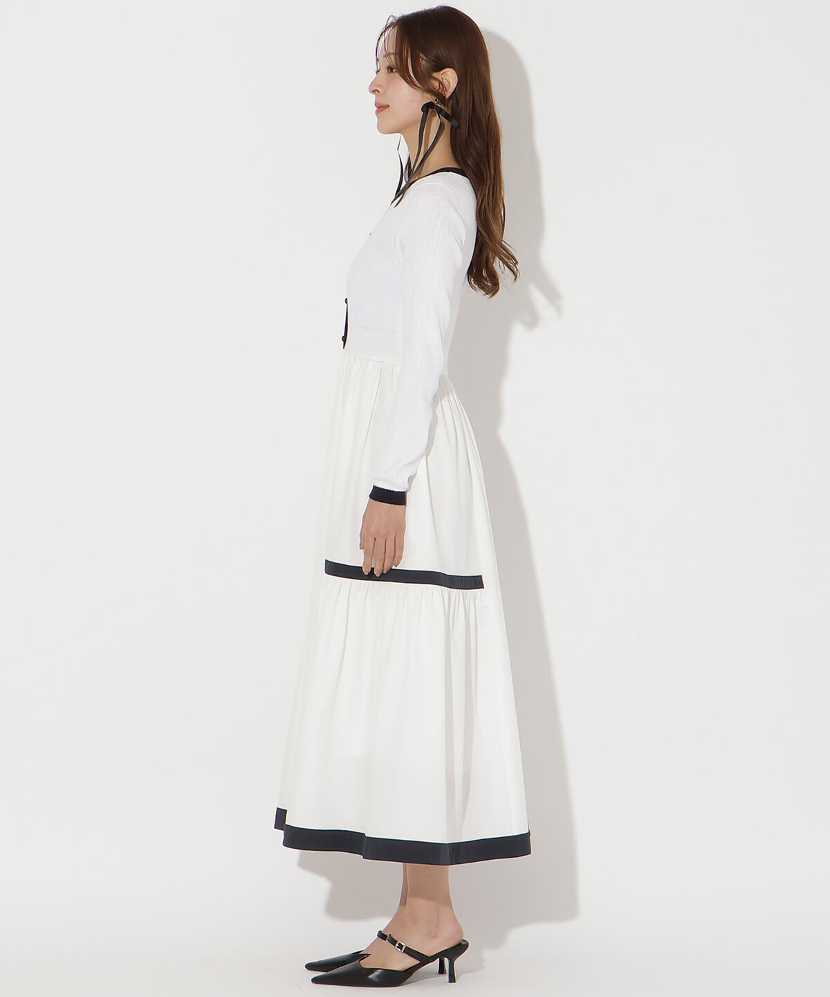 アンドクチュール「ラメ入り配色ドッキングワンピース」|ワンピース|