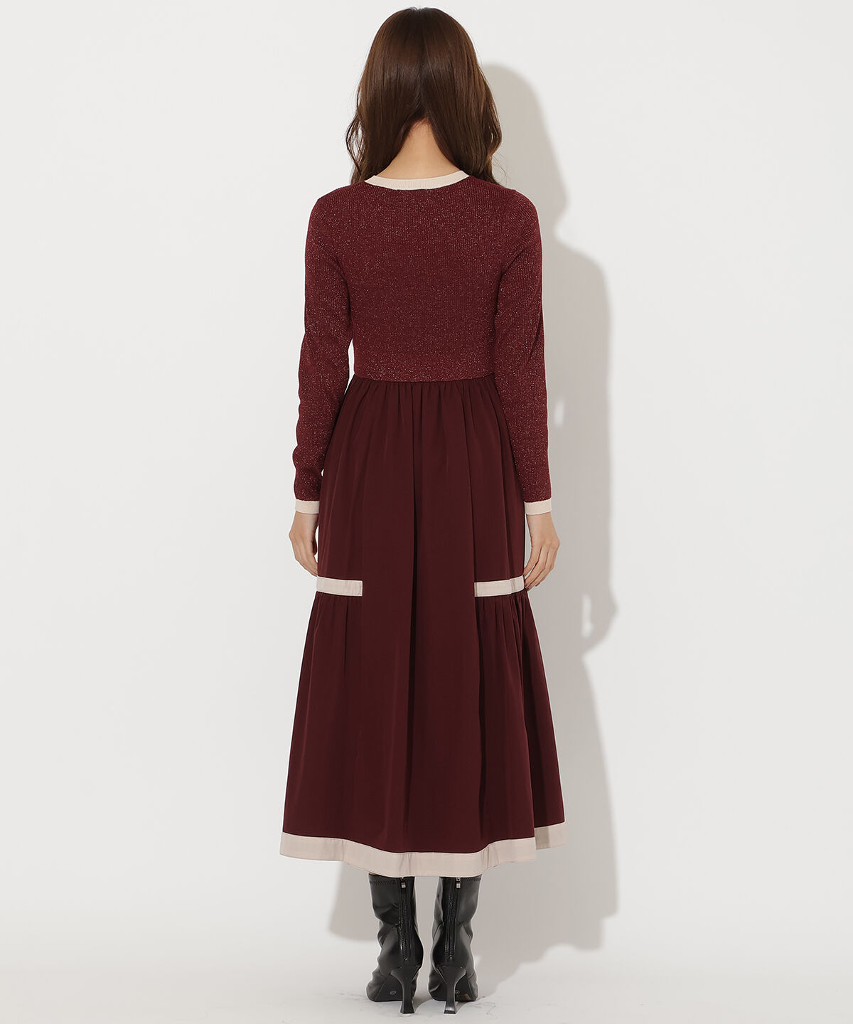 アンドクチュール「ラメ入り配色ドッキングワンピース」|ワンピース|