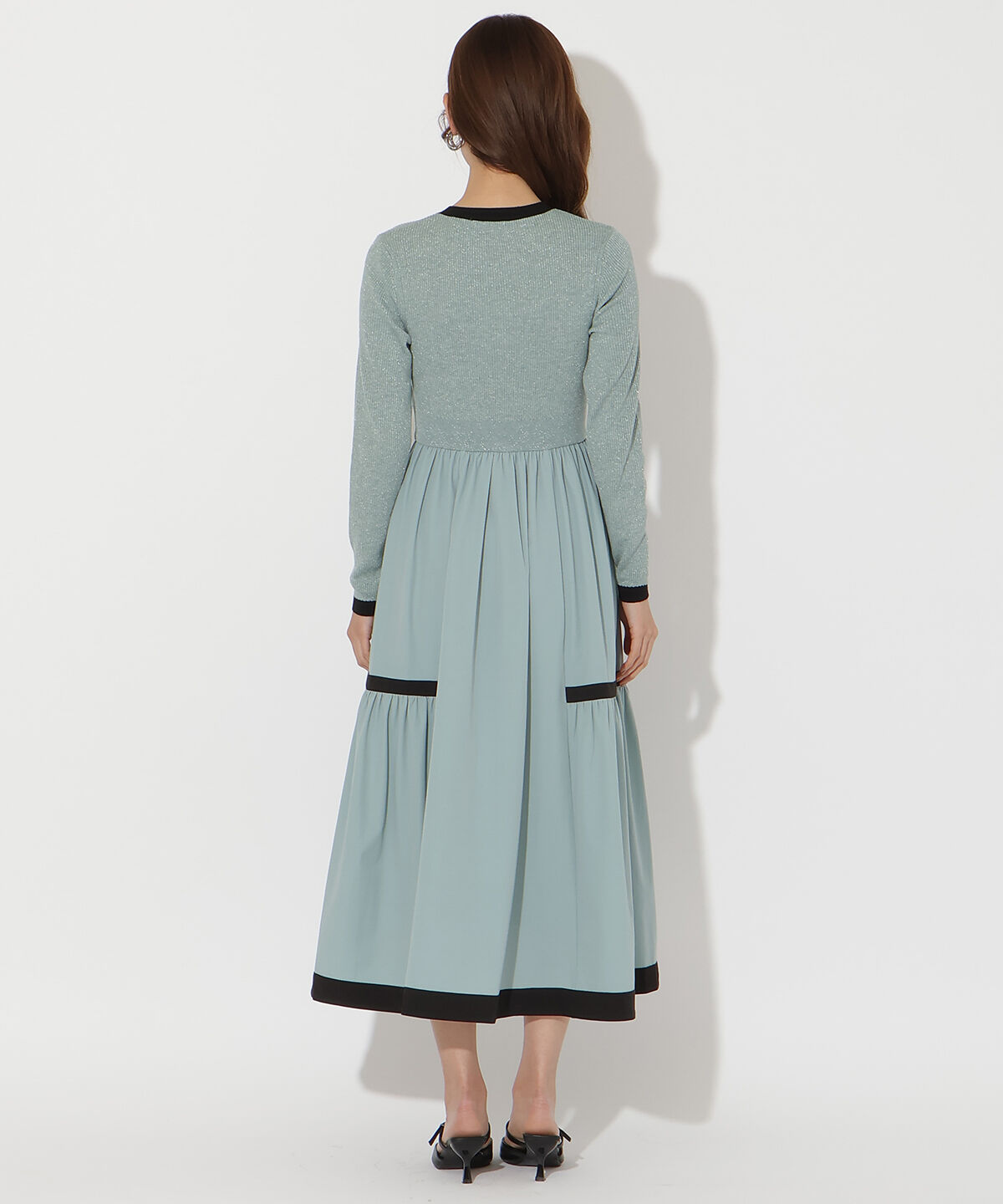 アンドクチュール「ラメ入り配色ドッキングワンピース」|ワンピース|