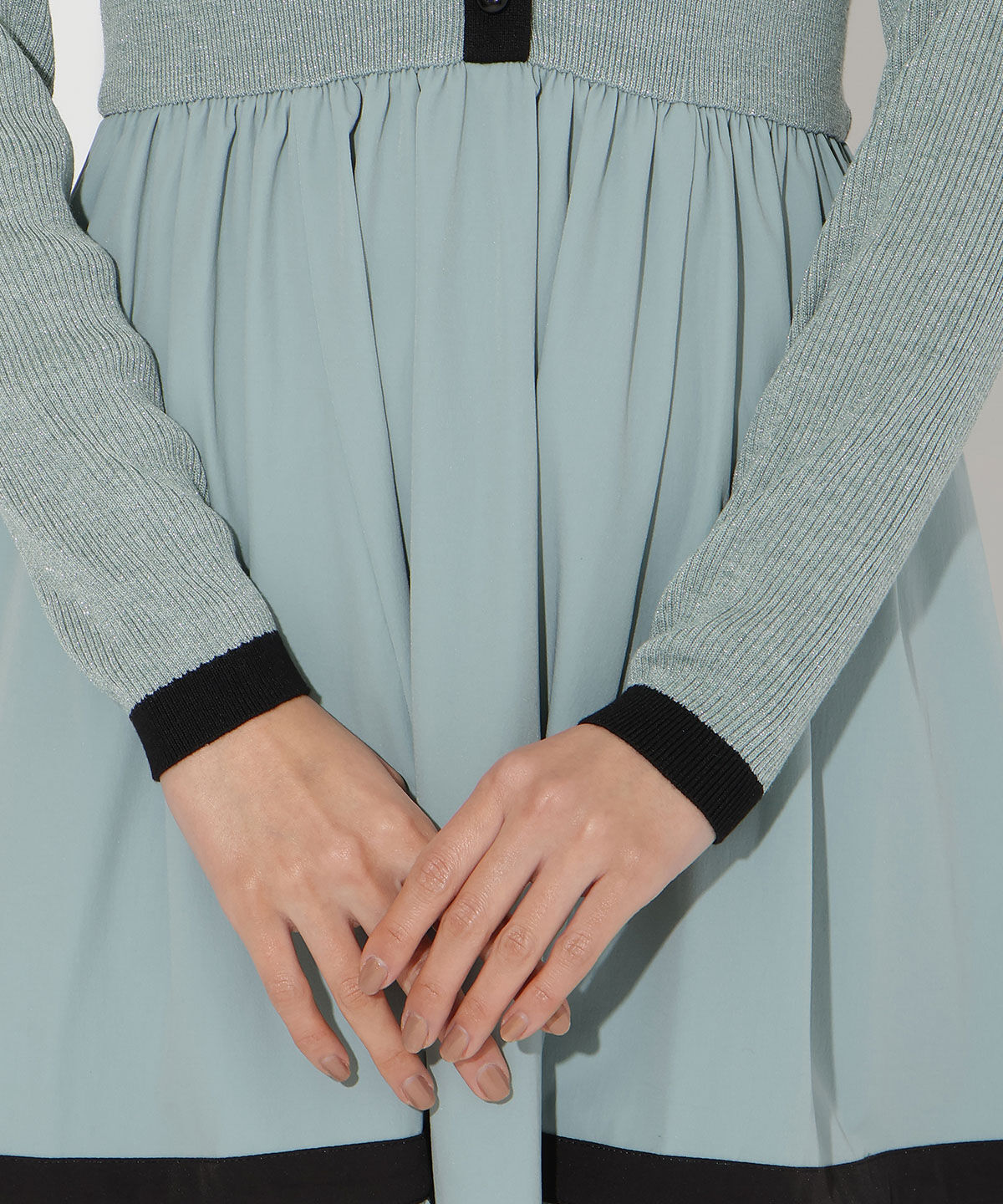 アンドクチュール「ラメ入り配色ドッキングワンピース」|ワンピース|