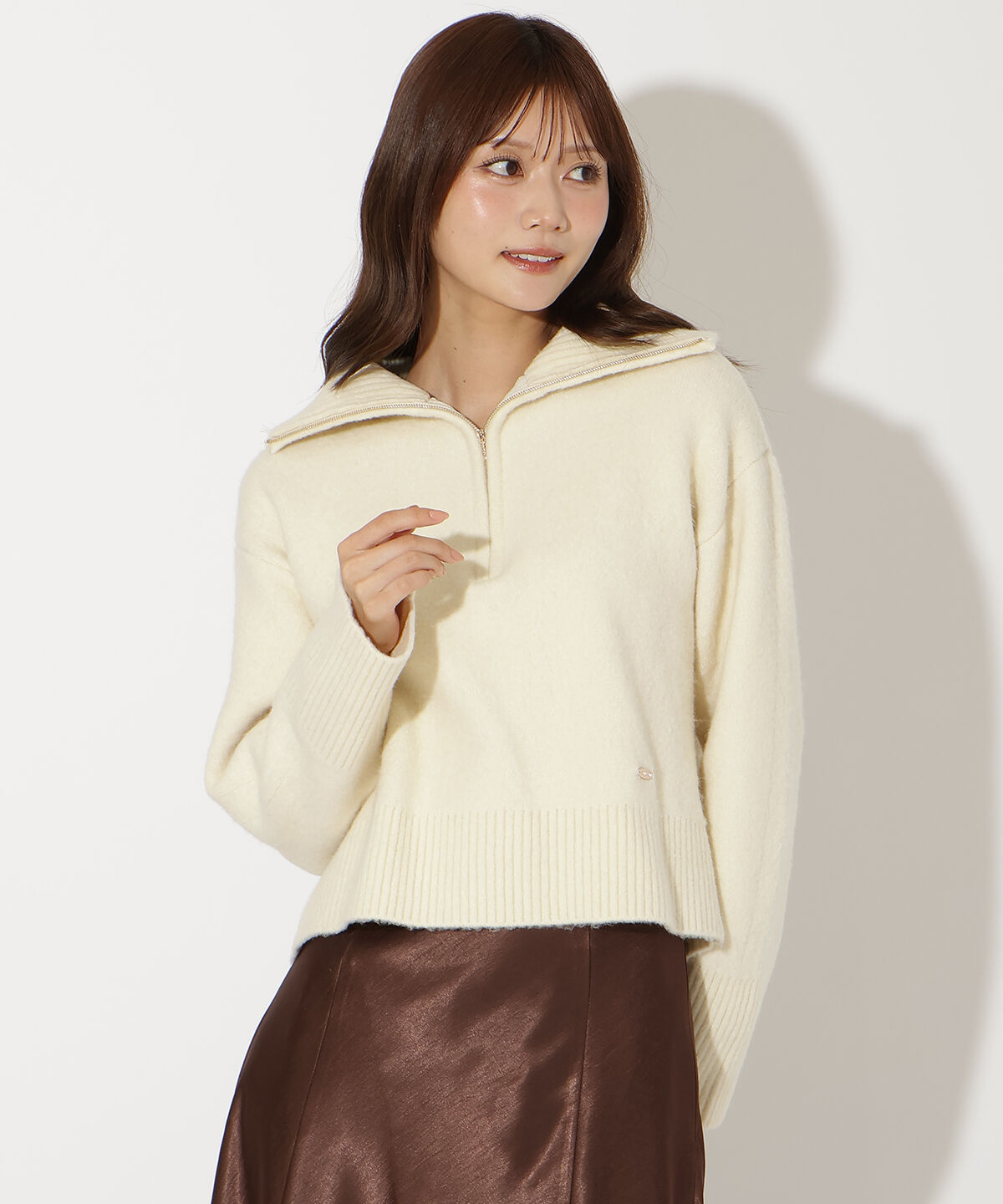 アンドクチュール「ZIPビッグカラープルオーバー」|ニット・セーター|