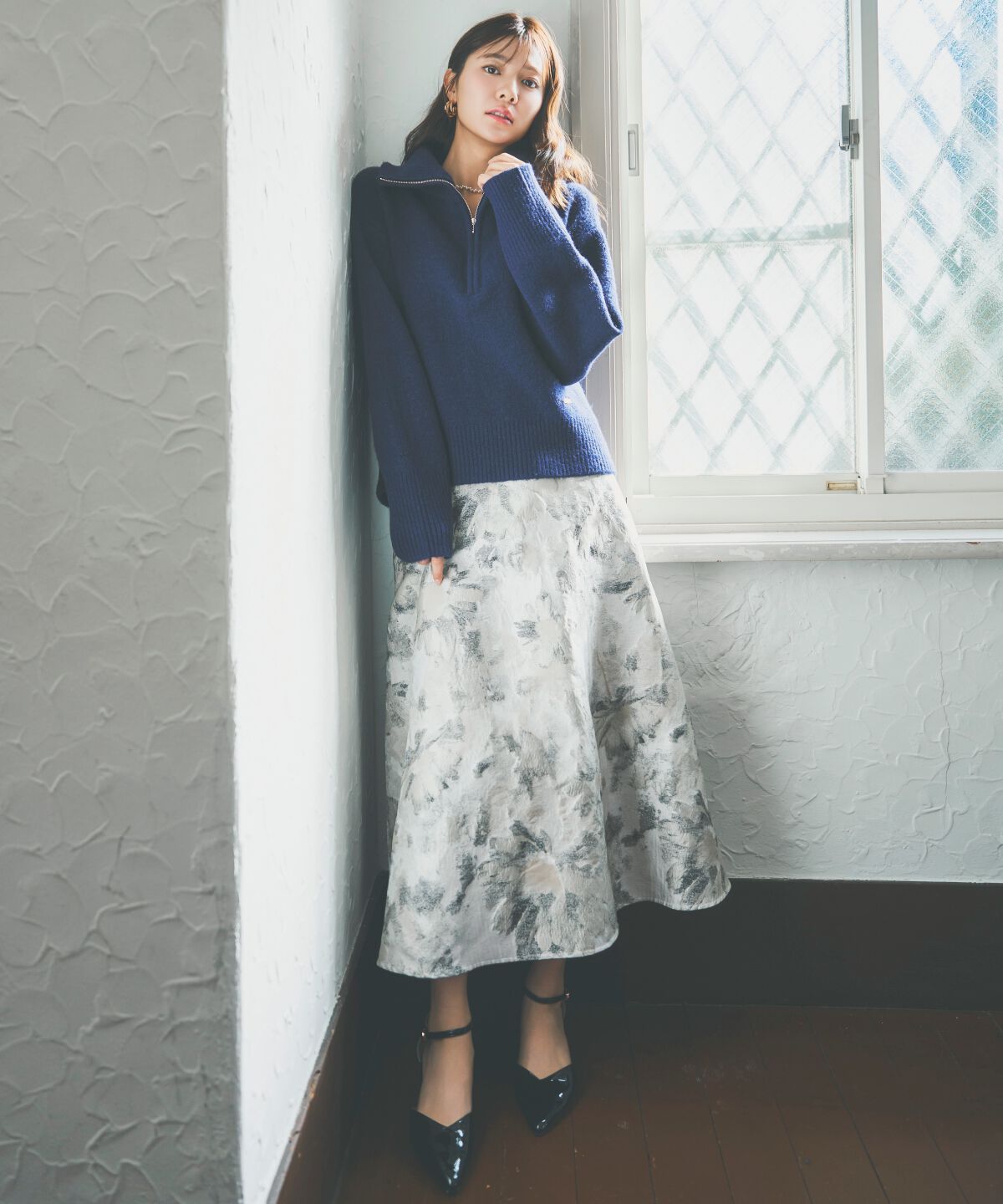 アンドクチュール「ZIPビッグカラープルオーバー」|ニット・セーター|