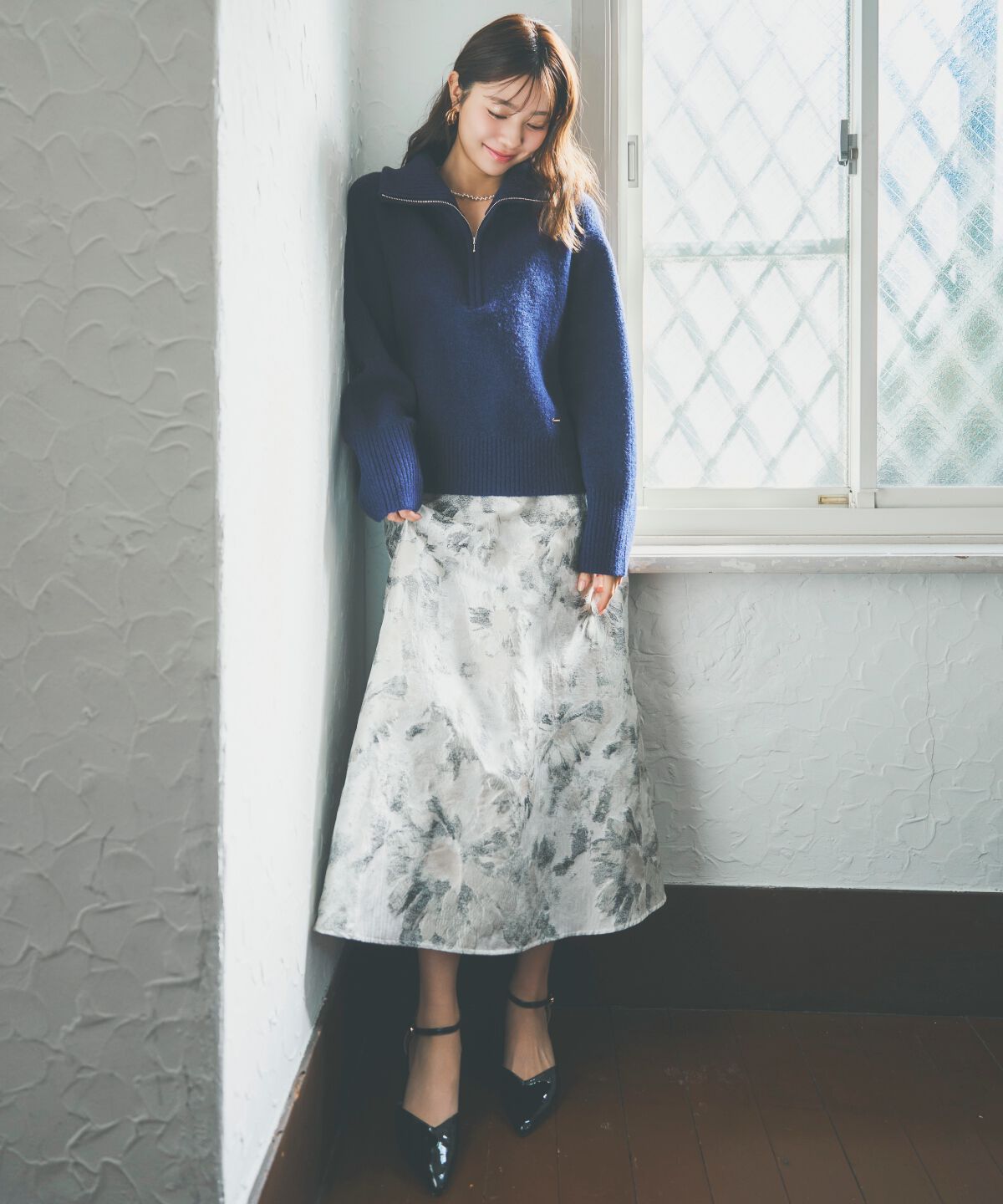 アンドクチュール「ZIPビッグカラープルオーバー」|ニット・セーター|