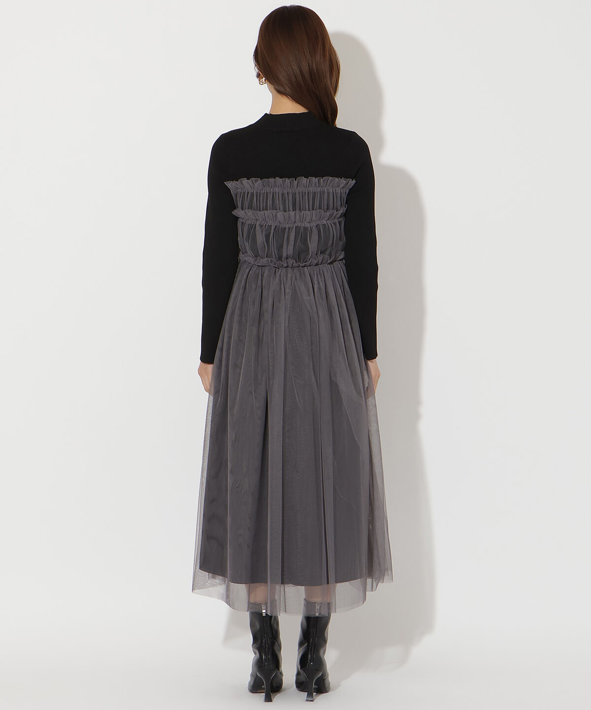 アンドクチュール「チュールギャザードッキングワンピース」|ワンピース|