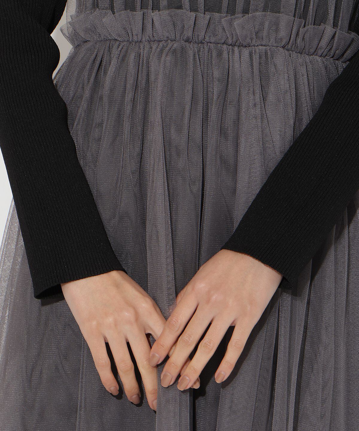 アンドクチュール「チュールギャザードッキングワンピース」|ワンピース|