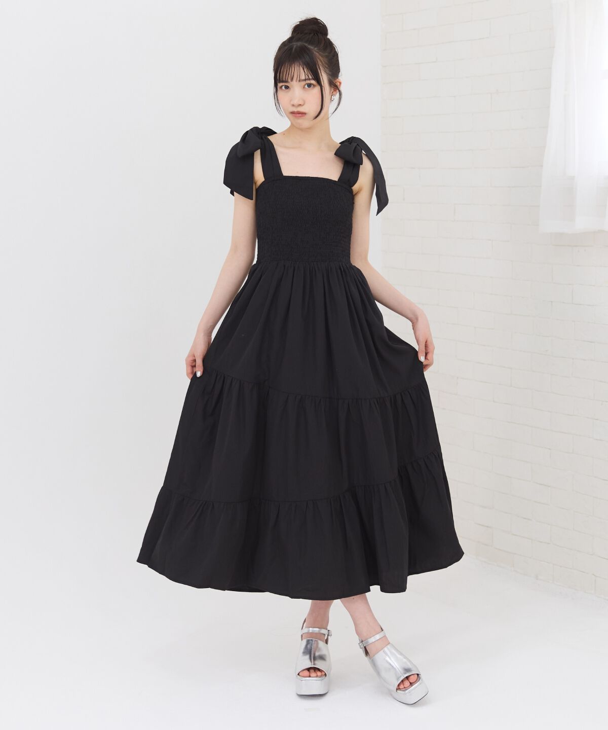 REDYAZEL「リボンショルダーティアードワンピース」|ワンピース|