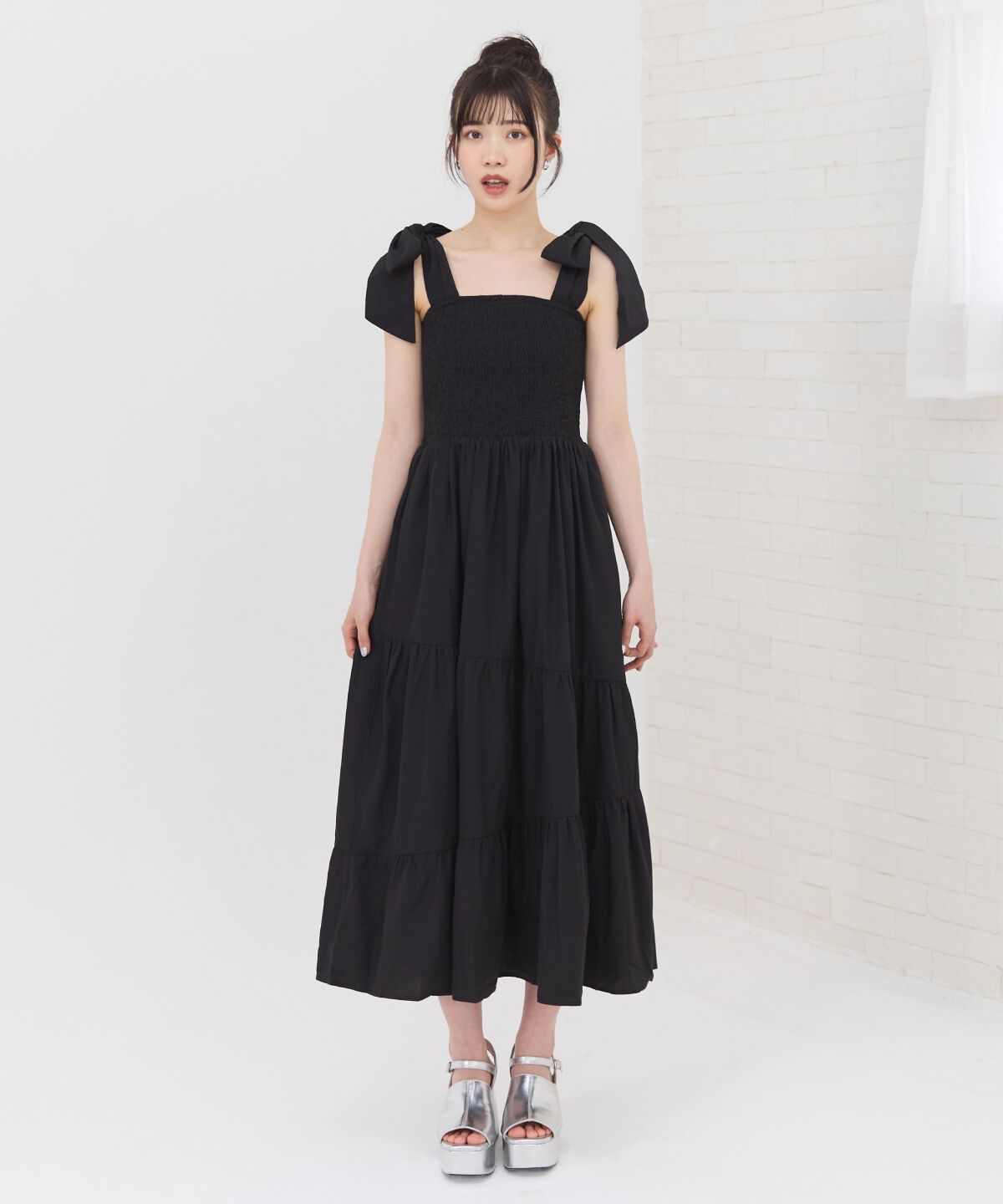 REDYAZEL「リボンショルダーティアードワンピース」|ワンピース|