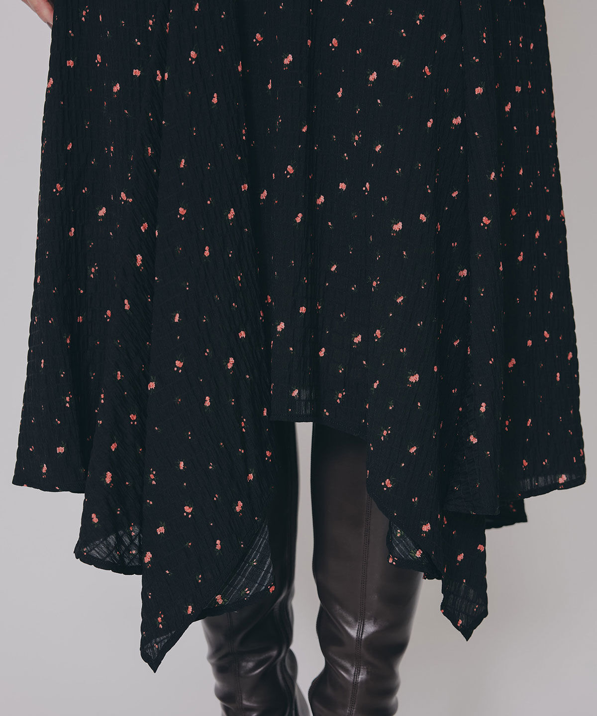 REDYAZEL「ミニフラワーイレヘムロングスカート」|フレア|