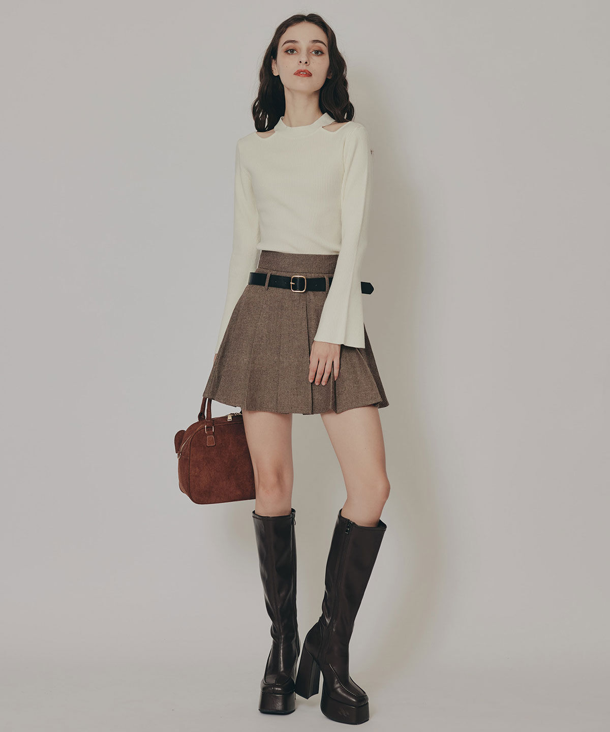 REDYAZEL「カットアウトリブニットトップス」|ニット・セーター|