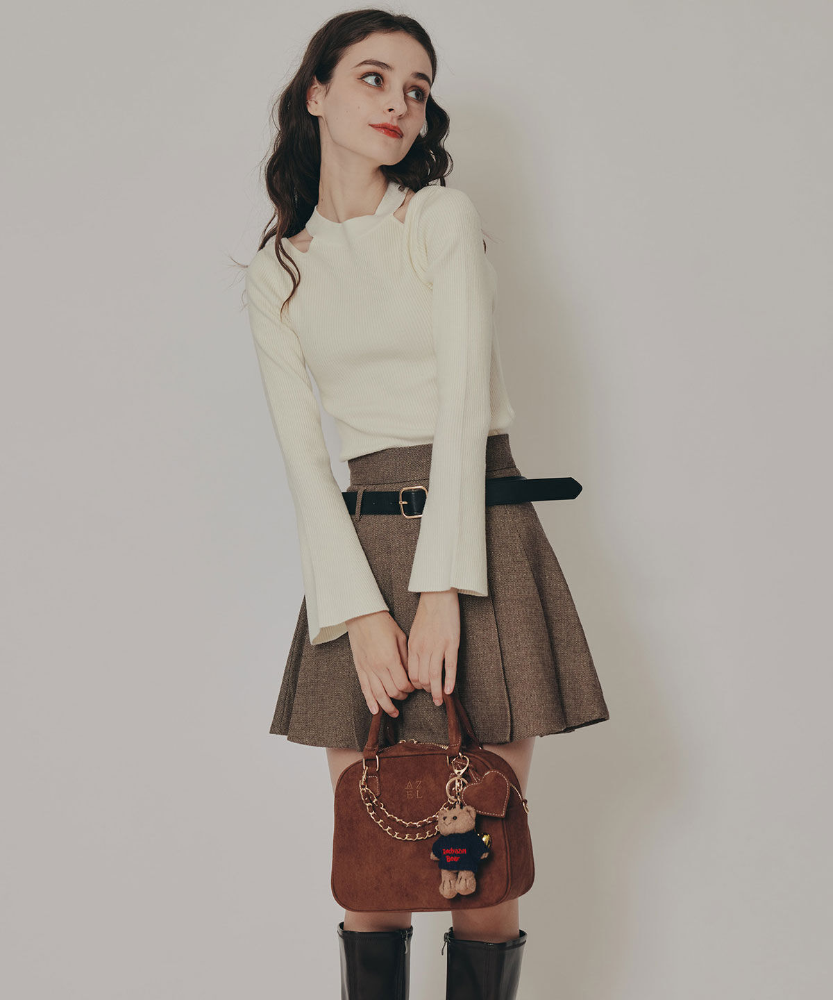 REDYAZEL「カットアウトリブニットトップス」|ニット・セーター|