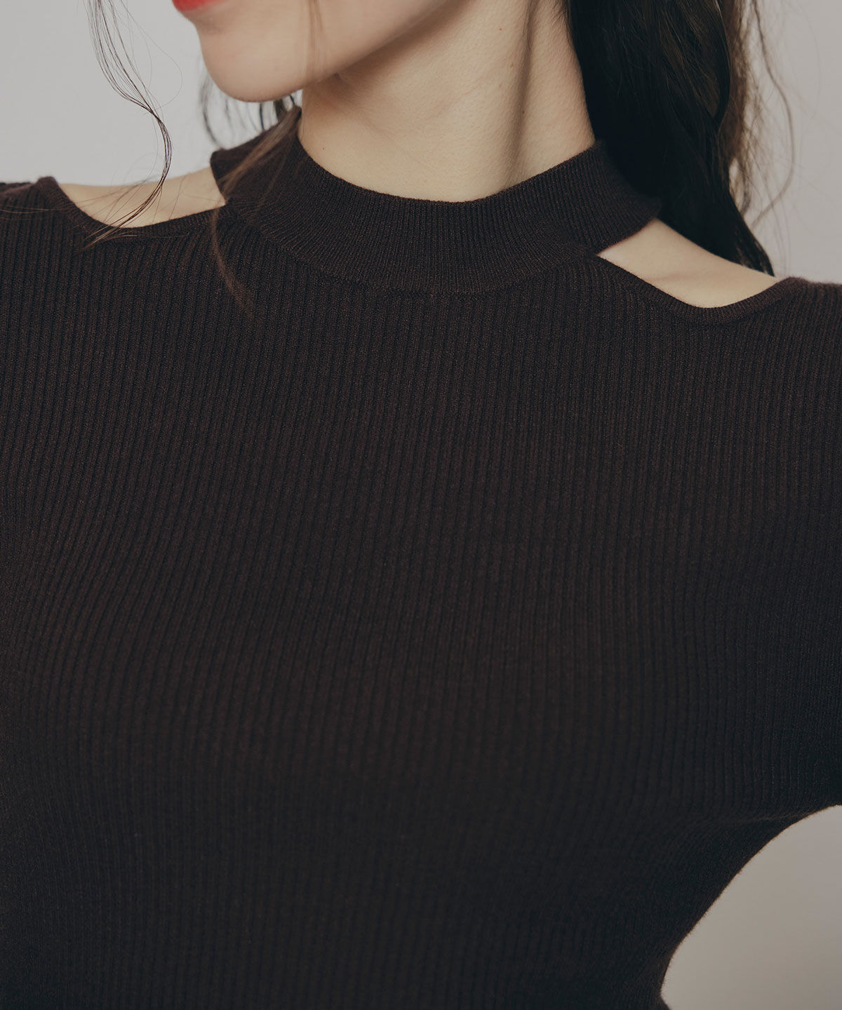 REDYAZEL「カットアウトリブニットトップス」|ニット・セーター|