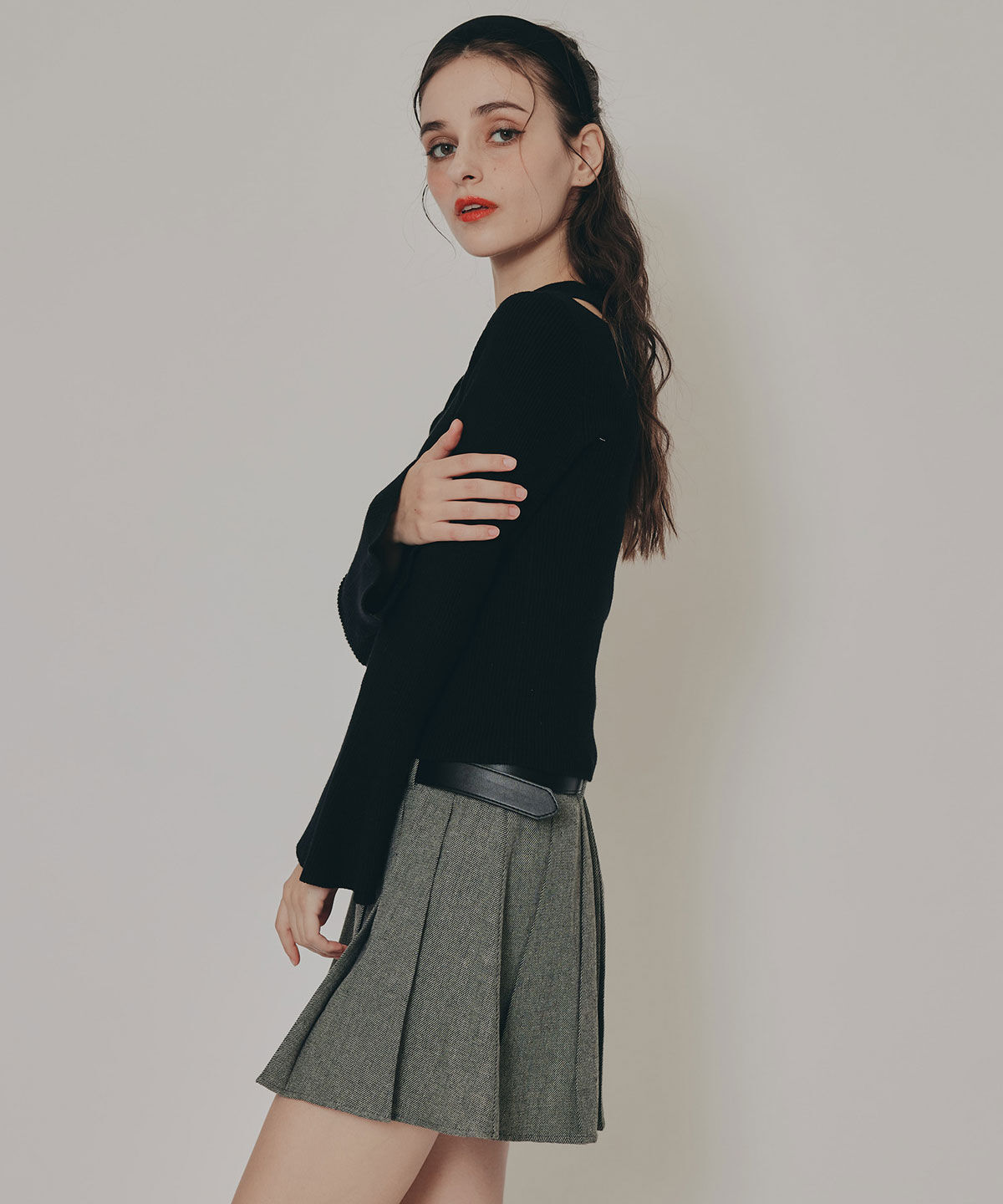 REDYAZEL「カットアウトリブニットトップス」|ニット・セーター|