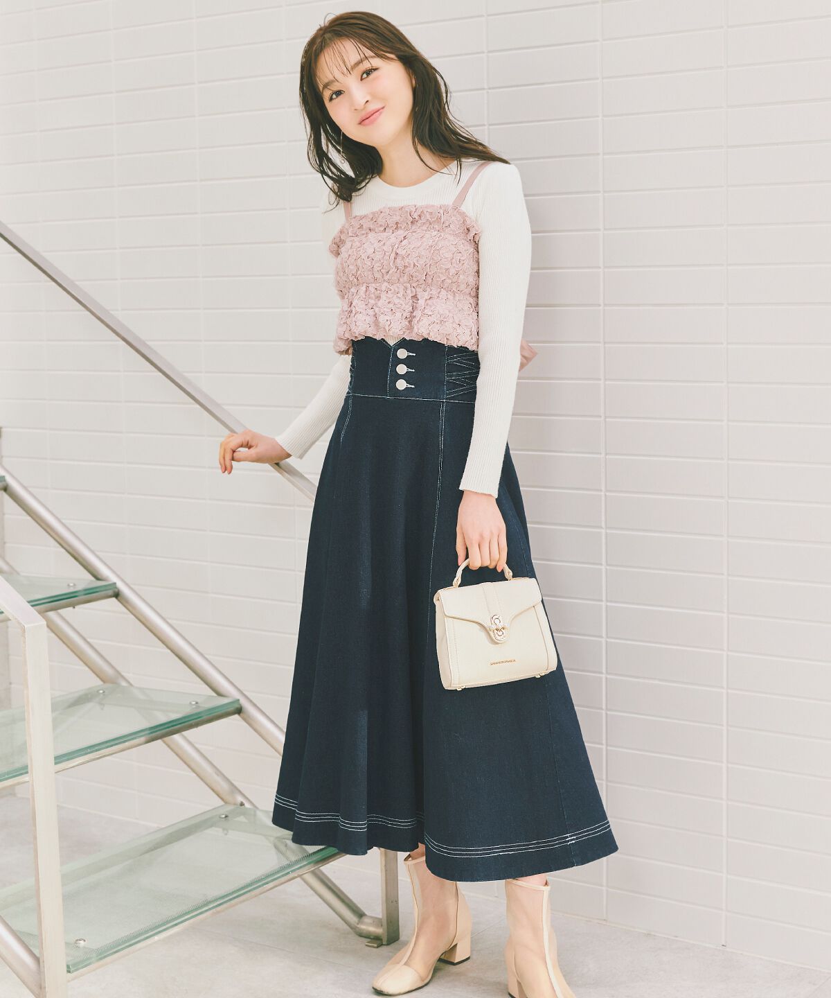 WILLSELECTION「フラワーチュールビスチェ付きニット」|ニット・セーター|