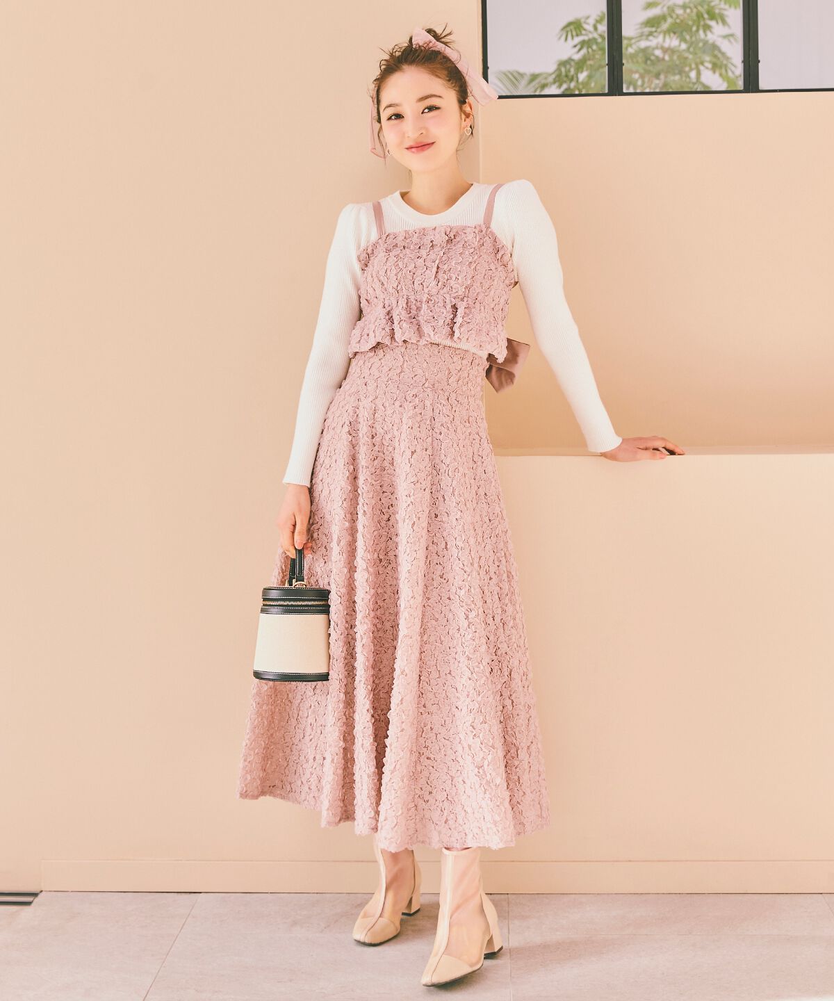 WILLSELECTION「フラワーチュールビスチェ付きニット」|ニット・セーター|