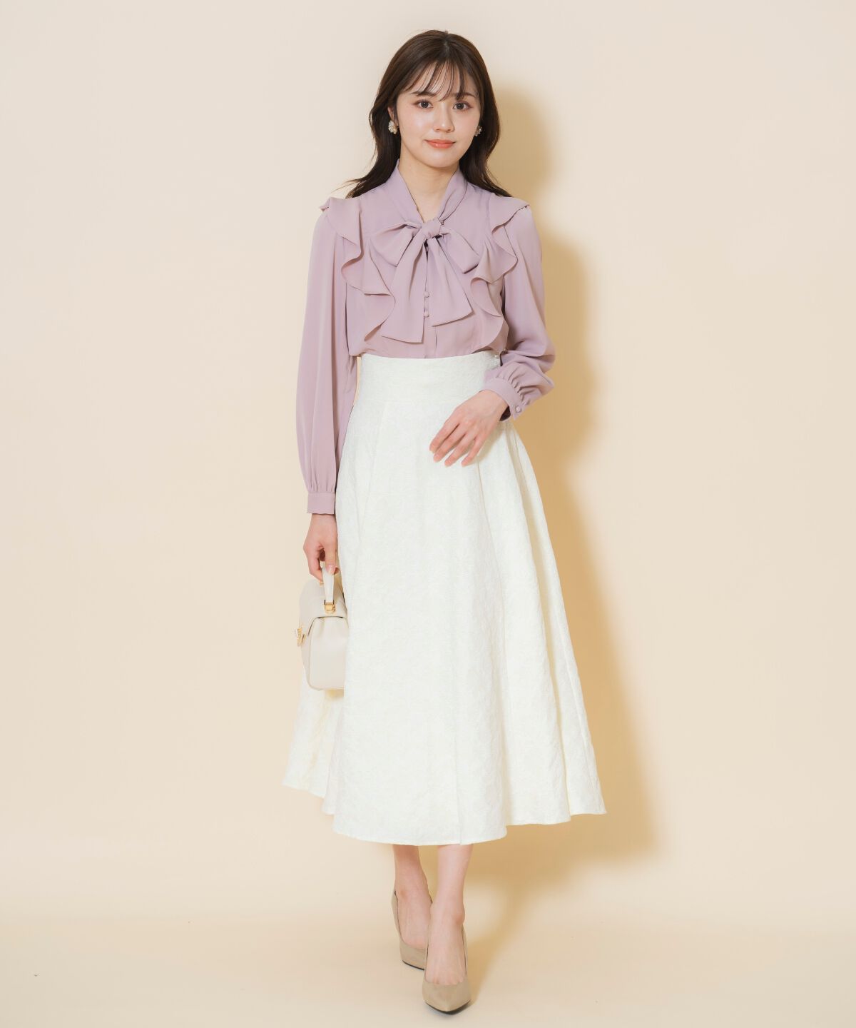 WILLSELECTION「シャイニーフラワージャガードスカート」|フレア|オフ