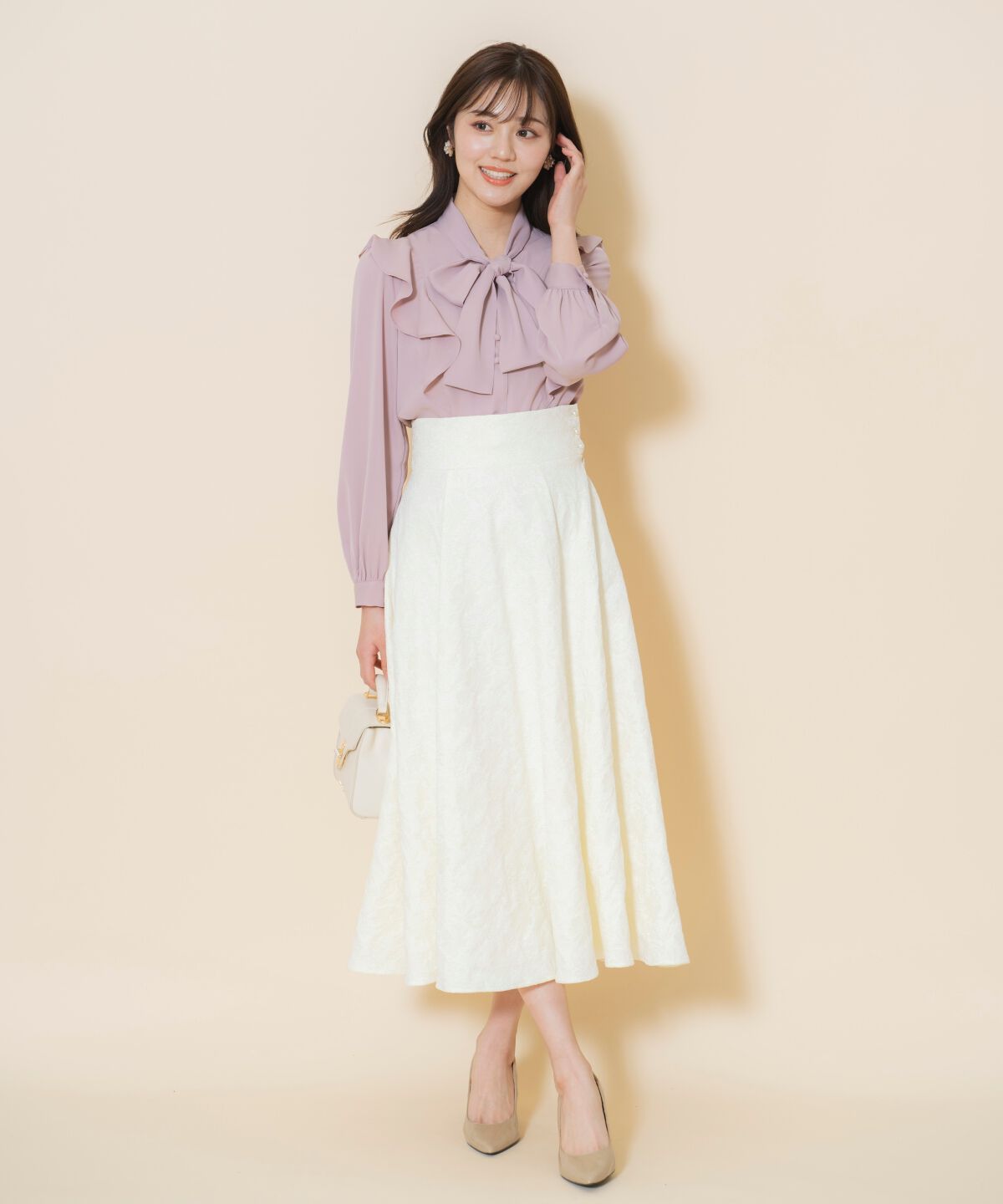 WILLSELECTION「シャイニーフラワージャガードスカート」|フレア|