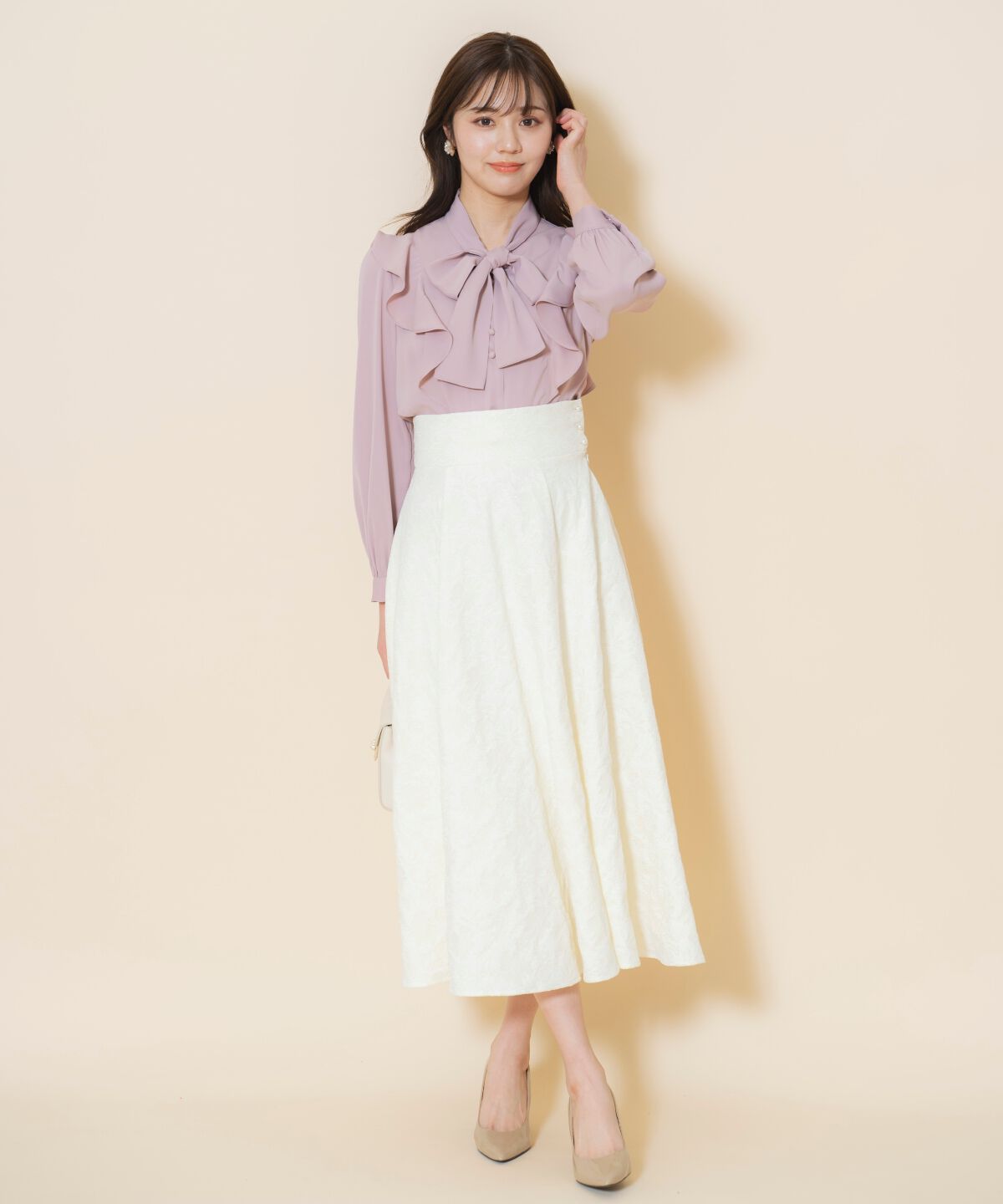 WILLSELECTION「シャイニーフラワージャガードスカート」|フレア|