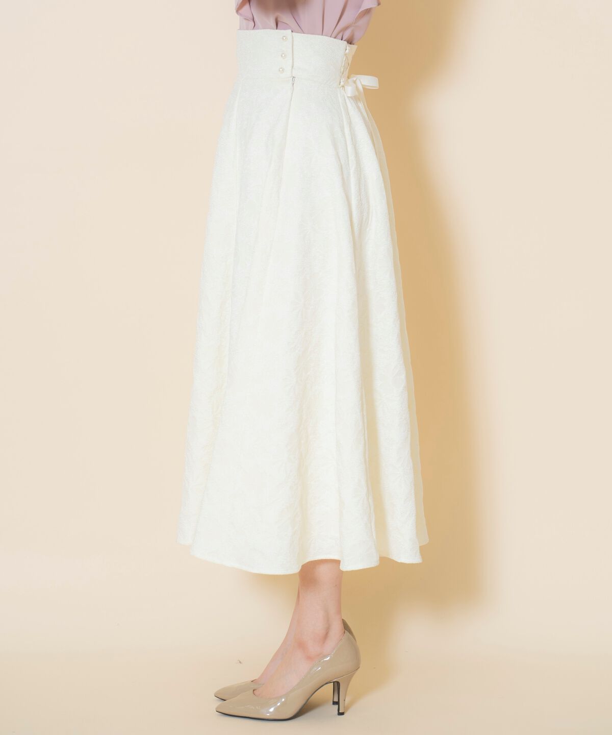 WILLSELECTION「シャイニーフラワージャガードスカート」|フレア|