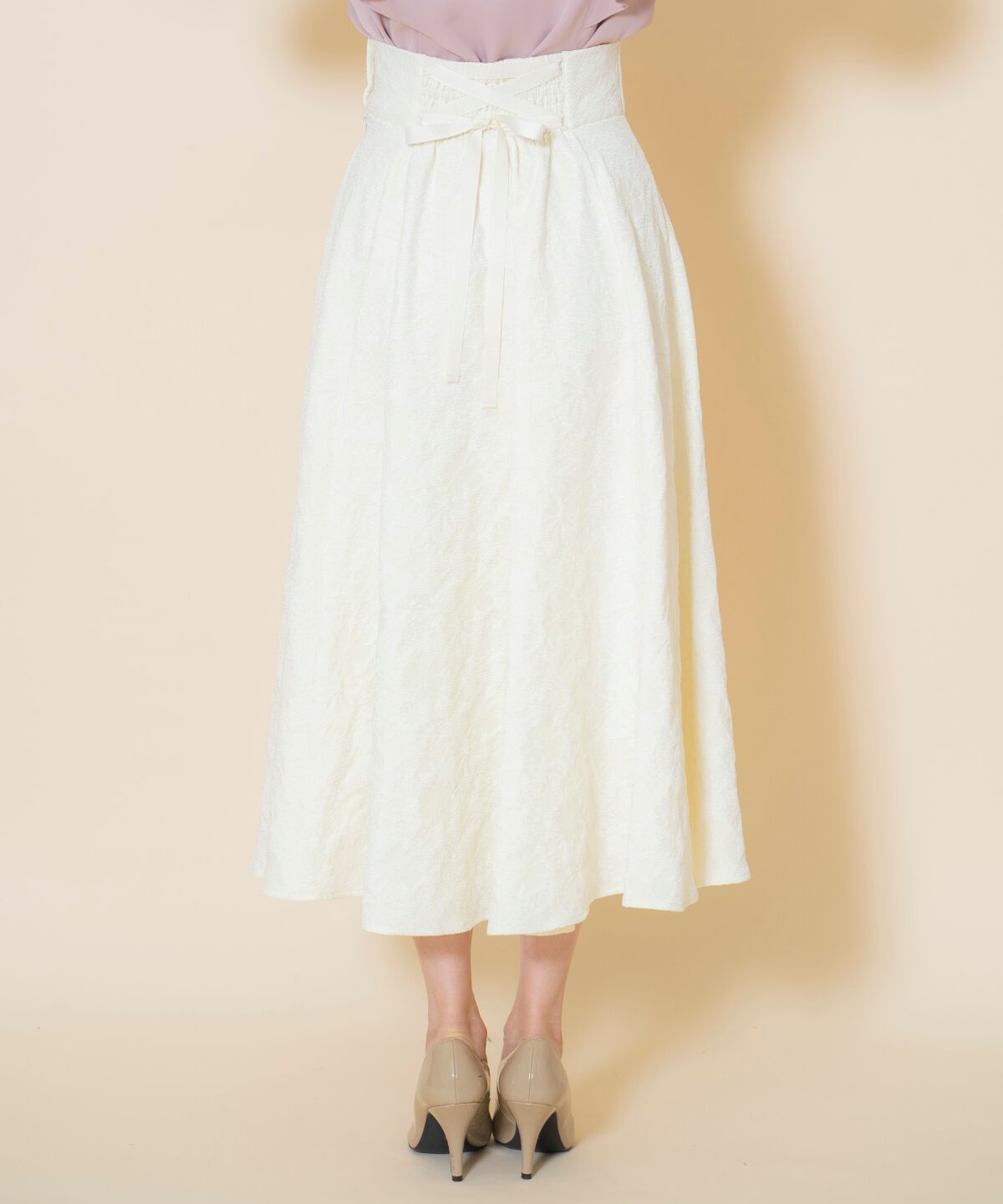 WILLSELECTION「シャイニーフラワージャガードスカート」|フレア|