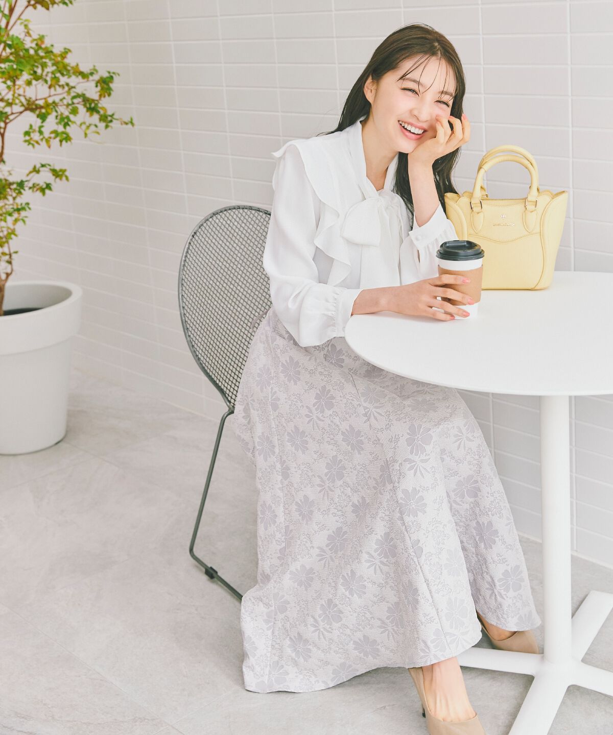 WILLSELECTION「シャイニーフラワージャガードスカート」|フレア|