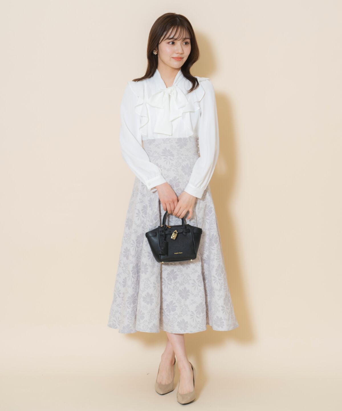 WILLSELECTION「シャイニーフラワージャガードスカート」|フレア|